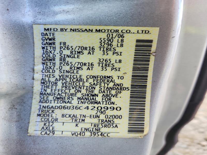 Aukcja sprzedaży 2006 Nissan Frontier, vin: 1N6AD06U36C420990, numer aukcji: 70088226