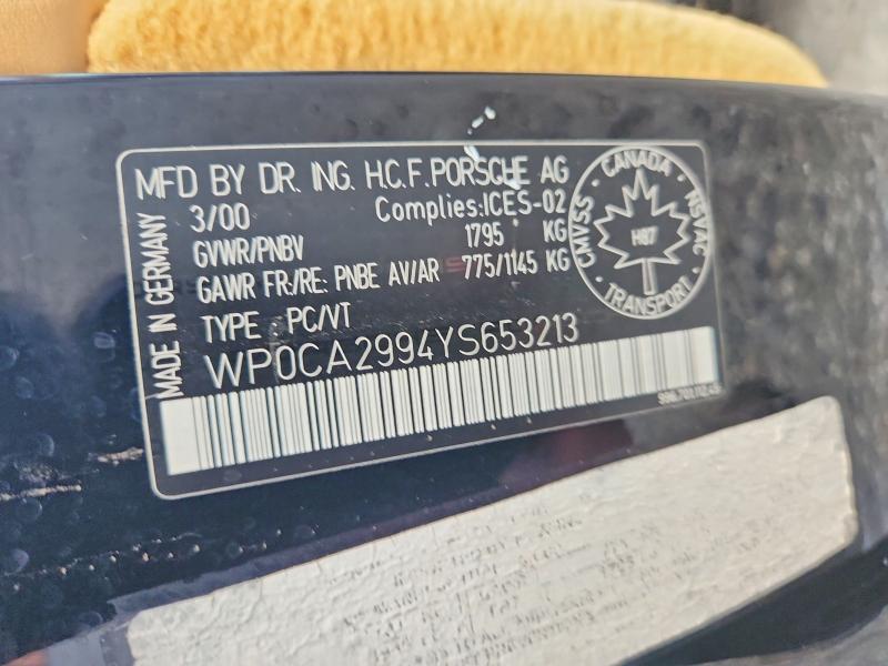 Aukcja sprzedaży 2000 Porsche 911, vin: WP0CA2994YS653213, numer aukcji: 69612386