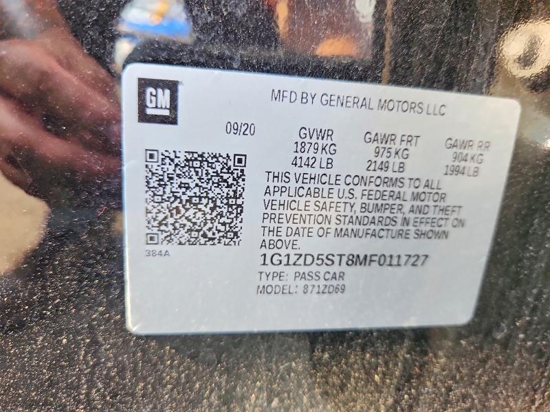 67407996 :رقم المزاد ، 1G1ZD5ST8MF011727 vin ، 2021 Chevrolet Malibu مزاد بيع