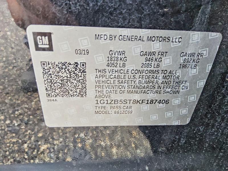 Продаж на аукціоні авто 2019 Chevrolet Malibu, vin: 1G1ZB5ST8KF187406, номер лоту: 69070546