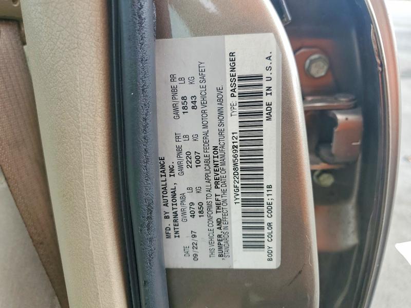 Aukcja sprzedaży 1998 Mazda 626, vin: 1YVGF22D8W5692121, numer aukcji: 66782306