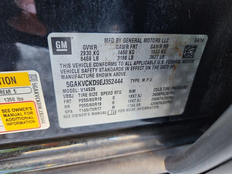 Aukcja sprzedaży 2014 Buick Enclave, vin: 5GAKVCKD9EJ352444, numer aukcji: 69962376
