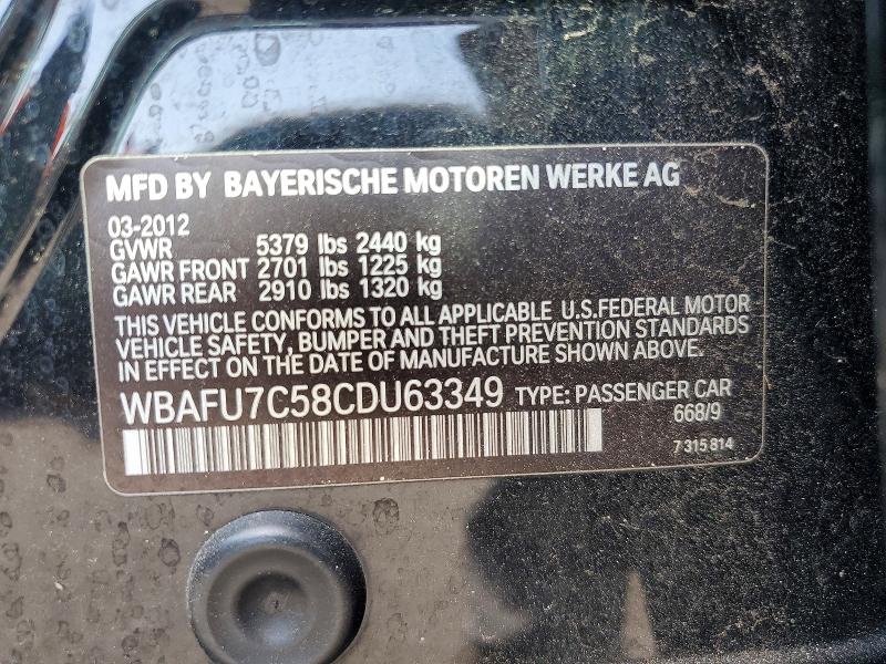 69415556 :رقم المزاد ، WBAFU7C58CDU63349 vin ، 2012 Bmw 535 مزاد بيع
