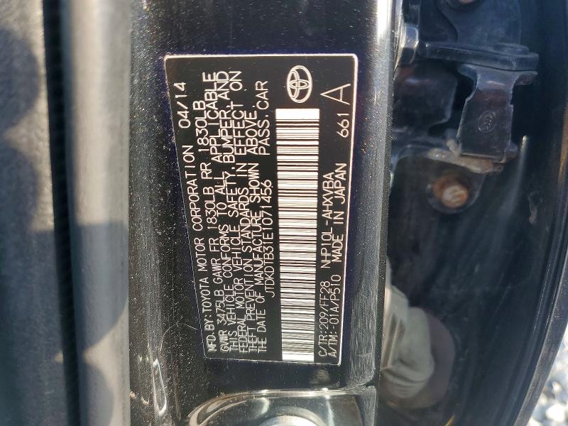 Aukcja sprzedaży 2014 Toyota Prius C, vin: JTDKDTB31E1071456, numer aukcji: 67129716