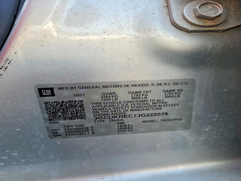 Aukcja sprzedaży 2018 Chevrolet Silverado, vin: 3GCUKREC7JG222079, numer aukcji: 68408606