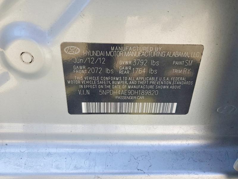 67828206 :رقم المزاد ، 5NPDH4AE9DH189820 vin ، 2013 Hyundai Elantra مزاد بيع