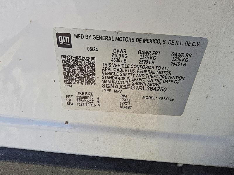 70709776 :رقم المزاد ، 3GNAX5EG7RL364250 vin ، 2024 Chevrolet Equinox مزاد بيع