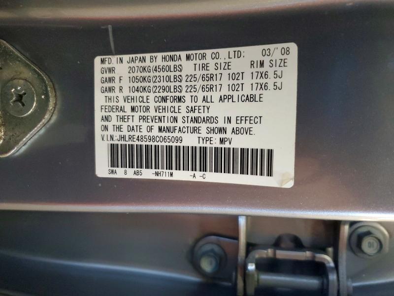 Aukcja sprzedaży 2008 Honda Cr-v, vin: JHLRE48598C065099, numer aukcji: 69775566