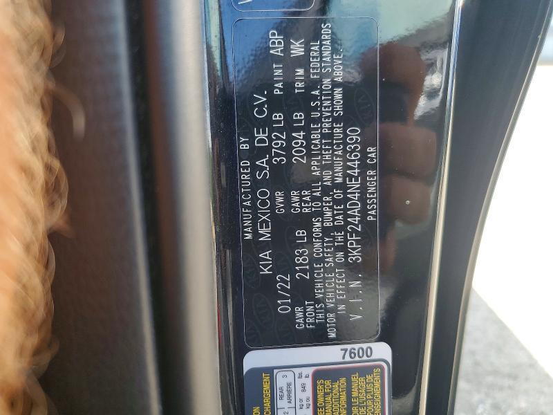 68586216 :رقم المزاد ، 3KPF24AD4NE446390 vin ، 2022 Kia Forte مزاد بيع