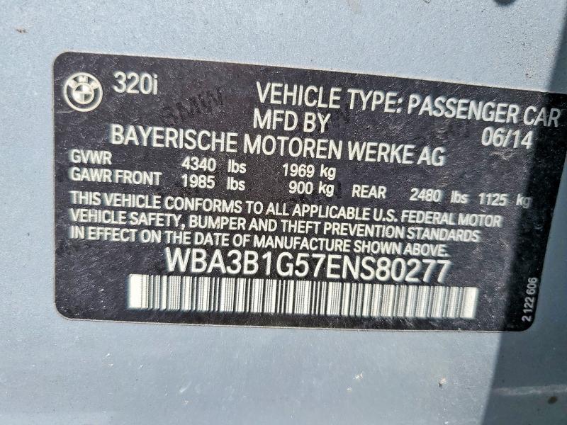 67359476 :رقم المزاد ، WBA3B1G57ENS80277 vin ، 2014 Bmw 320 مزاد بيع