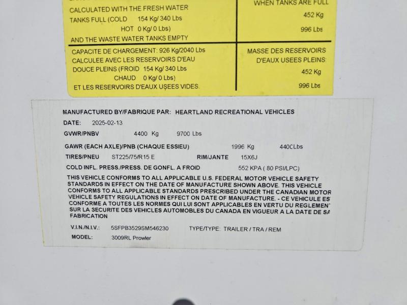 69149786 :رقم المزاد ، 5SFPB3529SM546230 vin ، 2025 Prowler Recreational Vehicle (rv) مزاد بيع