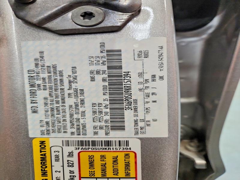 70507056 :رقم المزاد ، 3FA6P0SU9KR157394 vin ، 2019 Ford Fusion مزاد بيع