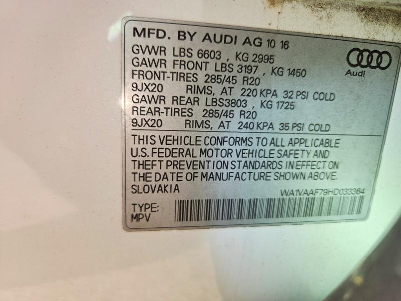 Aukcja sprzedaży 2017 Audi Q7, vin: WA1VAAF79HD033364, numer aukcji: 68243486