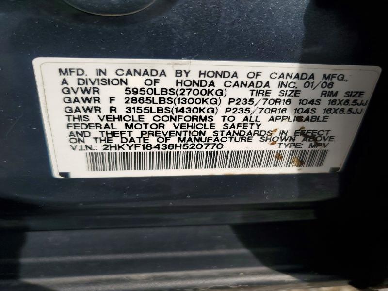 Продажа на аукционе авто 2006 Honda Pilot, vin: 2HKYF18436H520770, номер лота: 68331336