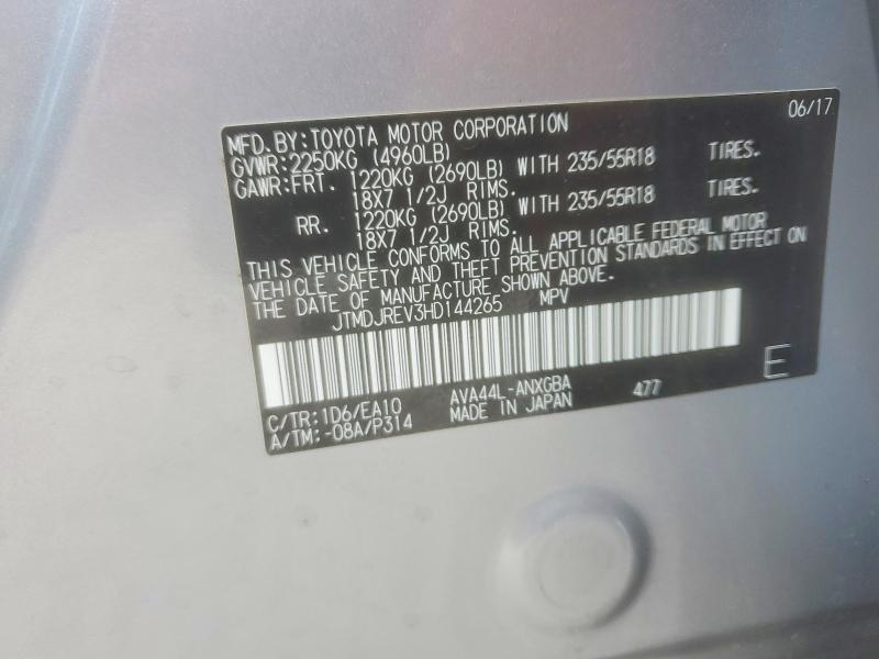67128406 :رقم المزاد ، JTMDJREV3HD144265 vin ، 2017 Toyota Rav4 Hv مزاد بيع