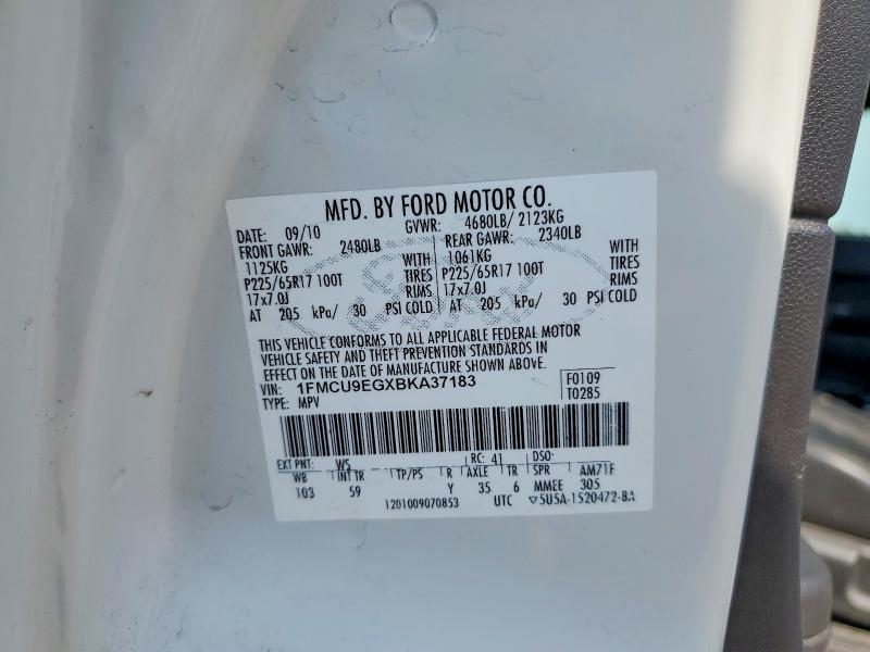 2011 Ford Escape მანქანა იყიდება აუქციონზე, vin: 1FMCU9EGXBKA37183, აუქციონის ნომერი: 67353106