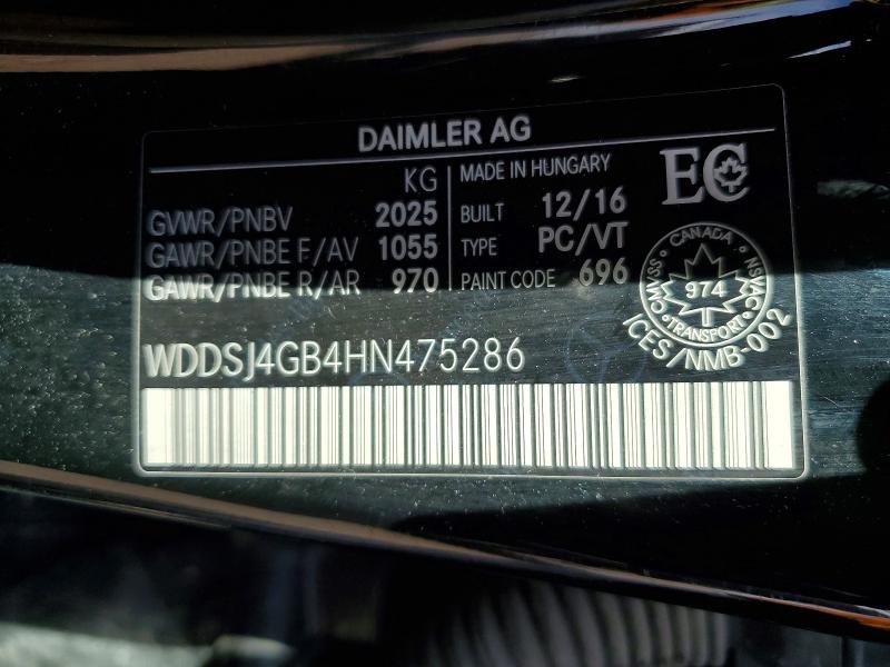Продажа на аукционе авто 2017 Mercedes-benz Cla, vin: WDDSJ4GB4HN475286, номер лота: 69982816