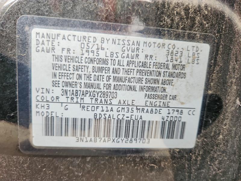 Продажа на аукционе авто 2016 Nissan Sentra, vin: 3N1AB7APXGY289703, номер лота: 69373326