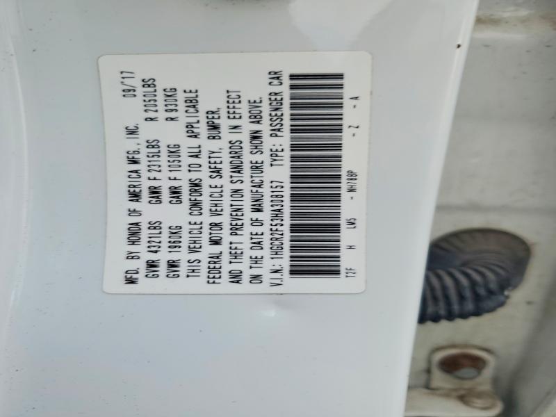70601446 :رقم المزاد ، 1HGCR2F53HA308157 vin ، 2017 Honda Accord مزاد بيع