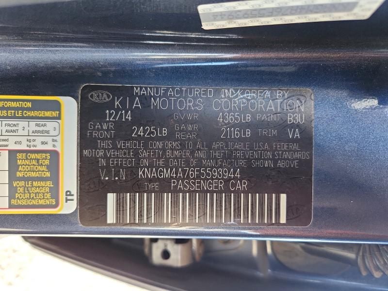 70750346 :رقم المزاد ، KNAGM4A76F5593944 vin ، 2015 Kia Optima مزاد بيع