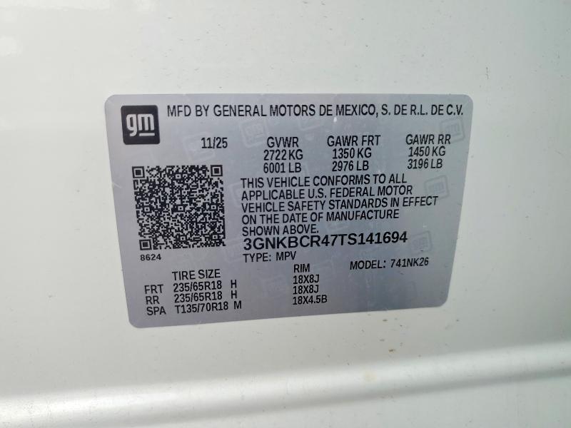 Продаж на аукціоні авто 2026 Chevrolet Blazer, vin: 3GNKBCR47TS141694, номер лоту: 69769796