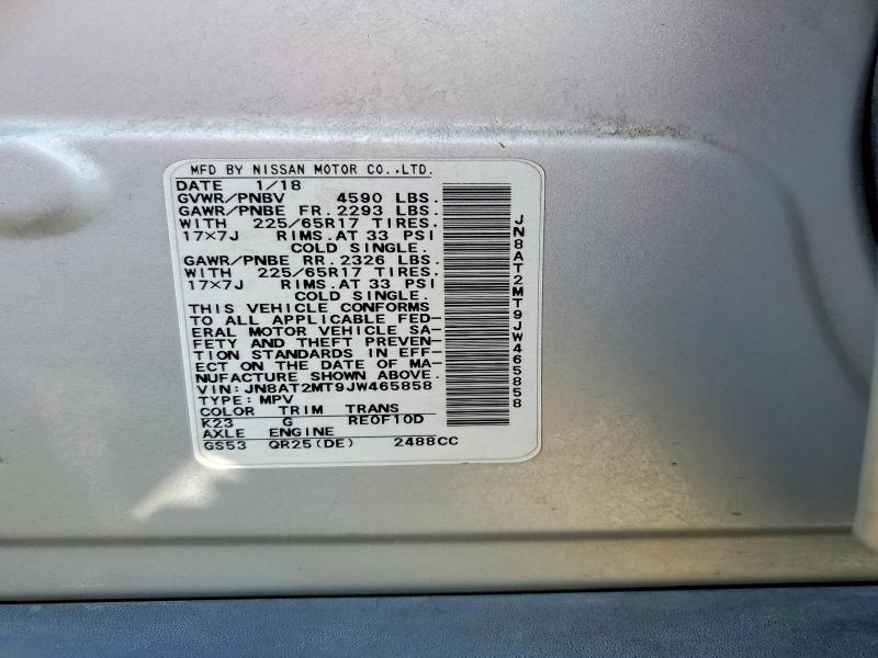 Aukcja sprzedaży 2018 Nissan Rogue, vin: JN8AT2MT9JW465858, numer aukcji: 68798746
