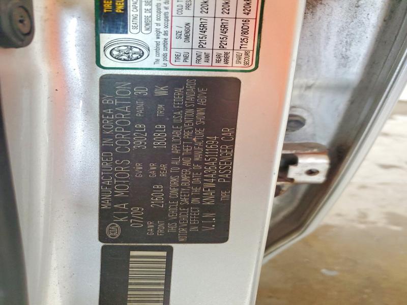 Aukcja sprzedaży 2010 Kia Forte, vin: KNAFW4A36A5111694, numer aukcji: 68238026