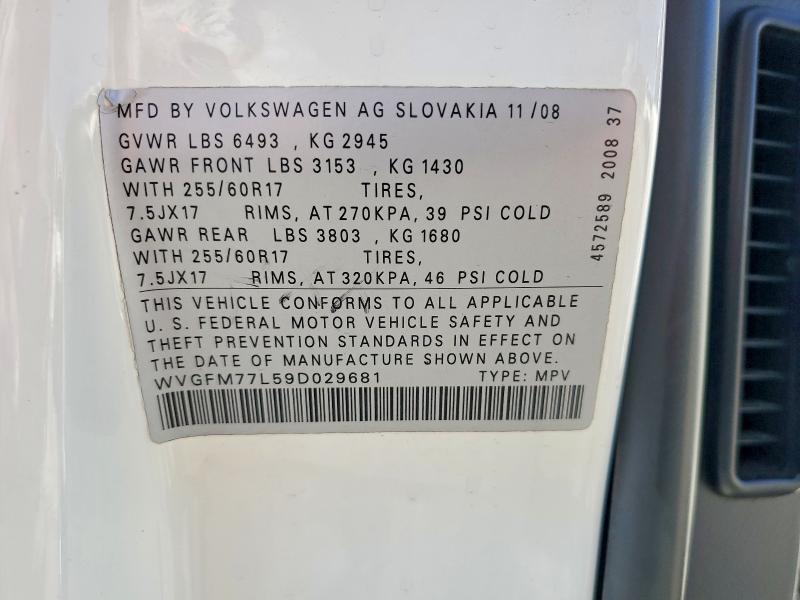 Продажа на аукционе авто 2009 Volkswagen Touareg 2, vin: WVGFM77L59D029681, номер лота: 70530016