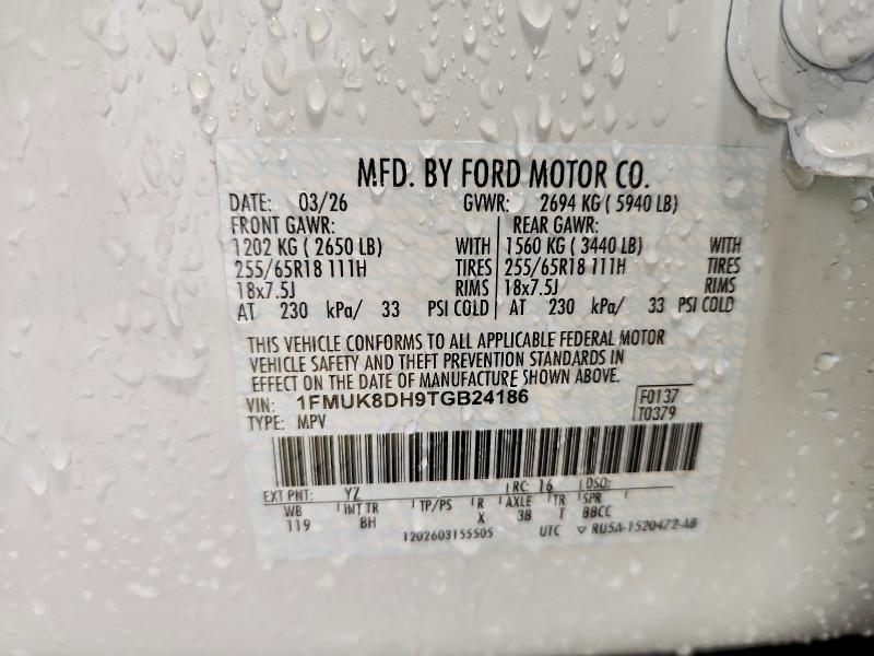 2026 Ford Explorer მანქანა იყიდება აუქციონზე, vin: 1FMUK8DH9TGB24186, აუქციონის ნომერი: 71106196