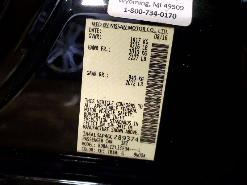 Aukcja sprzedaży 2016 Nissan Altima, vin: 1N4AL3AP4GC289374, numer aukcji: 67520116