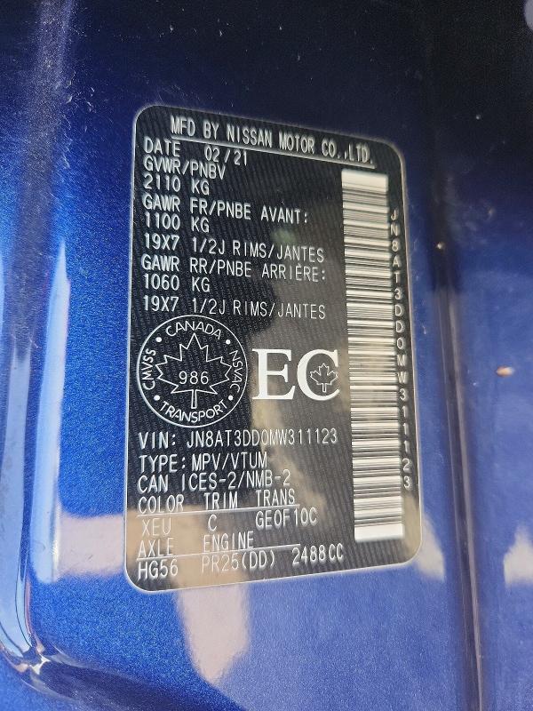 Продажа на аукционе авто 2021 Nissan Rogue, vin: JN8AT3DD0MW311123, номер лота: 69851496