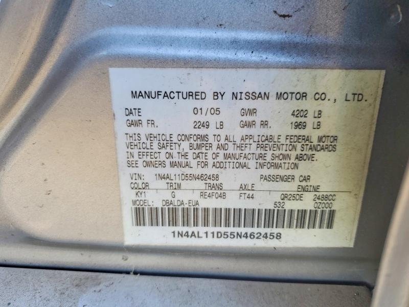 Aukcja sprzedaży 2005 Nissan Altima, vin: 1N4AL11D55N462458, numer aukcji: 68758536