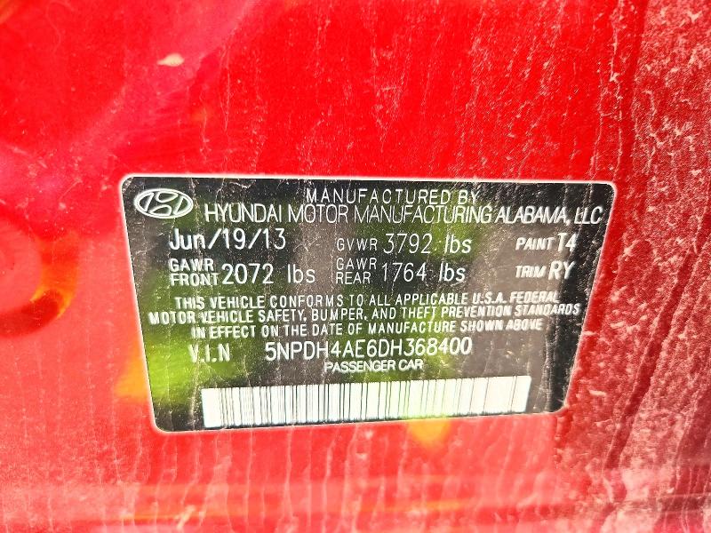 Aukcja sprzedaży 2013 Hyundai Elantra, vin: 5NPDH4AE6DH368400, numer aukcji: 69894176
