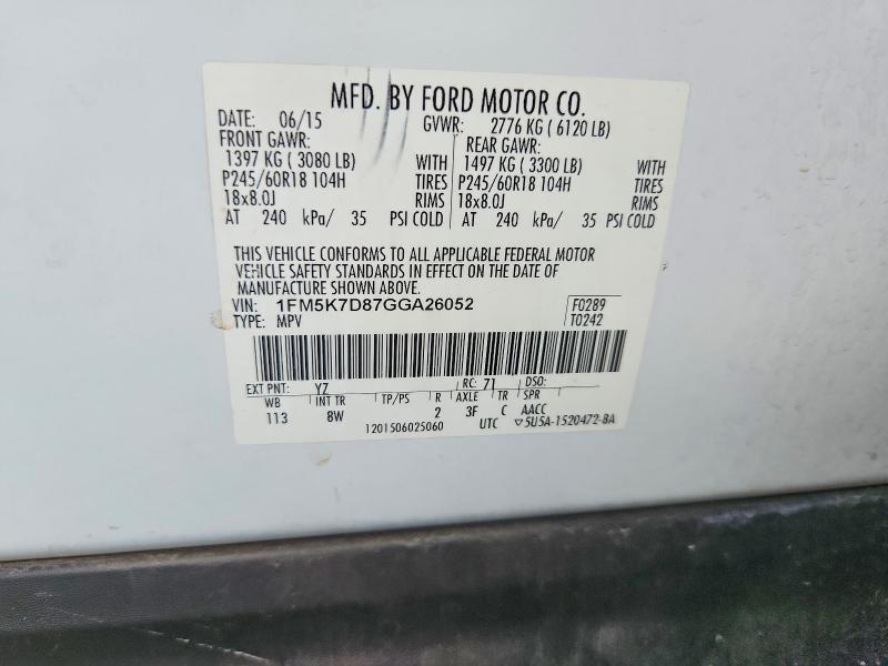 Продажа на аукционе авто 2016 Ford Explorer, vin: 1FM5K7D87GGA26052, номер лота: 68786766
