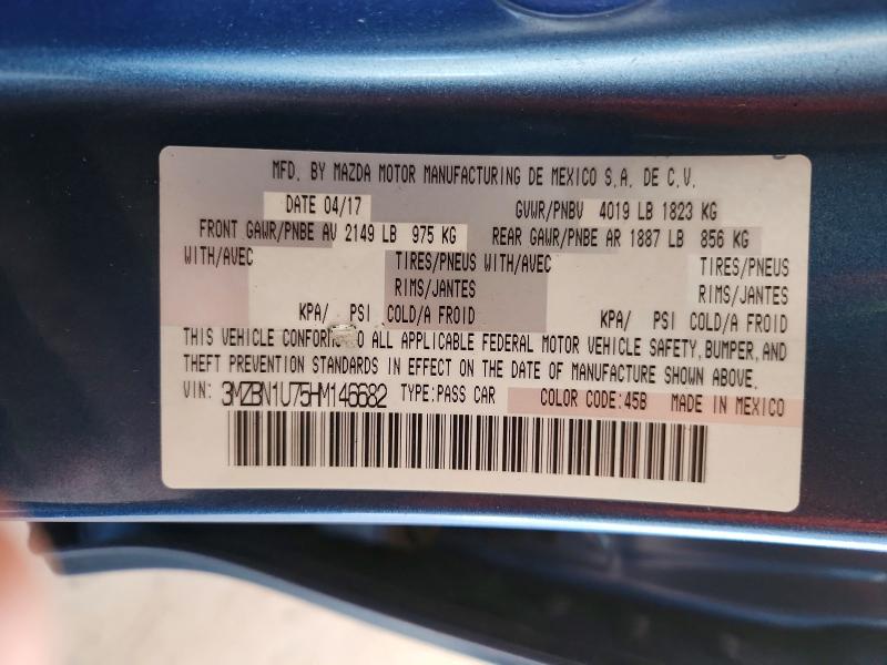 Продажа на аукционе авто 2017 Mazda 3, vin: 3MZBN1U75HM146682, номер лота: 67189096