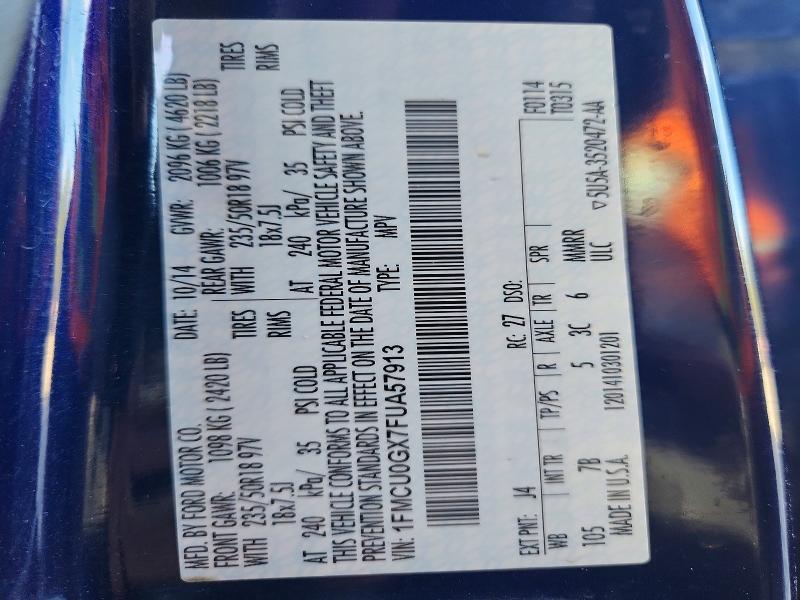 2015 Ford Escape მანქანა იყიდება აუქციონზე, vin: 1FMCU0GX7FUA57913, აუქციონის ნომერი: 70821956