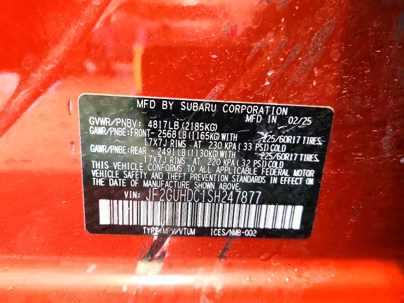 2025 Subaru Crosstrek მანქანა იყიდება აუქციონზე, vin: JF2GUHDC1SH247877, აუქციონის ნომერი: 70788716
