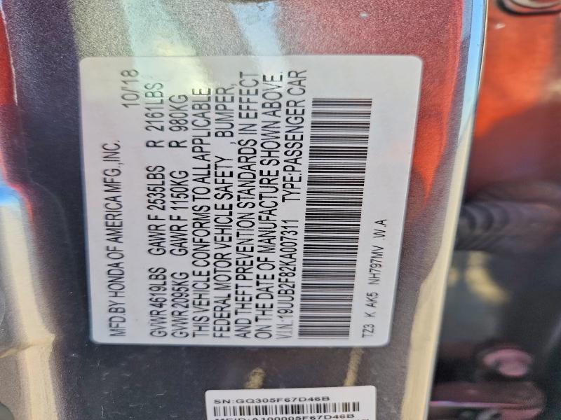 71032156 :رقم المزاد ، 19UUB2F82KA007311 vin ، 2019 Acura Tlx مزاد بيع