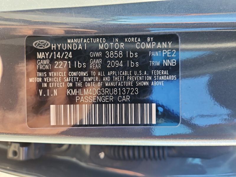 2024 Hyundai Elantra მანქანა იყიდება აუქციონზე, vin: KMHLM4DG3RU813723, აუქციონის ნომერი: 69721976