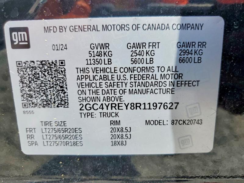 Aukcja sprzedaży 2024 Chevrolet Silverado, vin: 2GC4YREY8R1197627, numer aukcji: 66894026