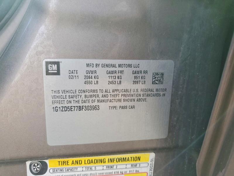 70353476 :رقم المزاد ، 1G1ZD5E77BF303963 vin ، 2011 Chevrolet Malibu مزاد بيع