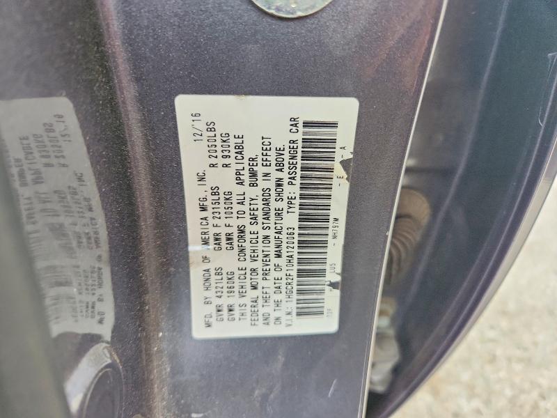 Продажа на аукционе авто 2017 Honda Accord, vin: 1HGCR2F10HA120063, номер лота: 68981436
