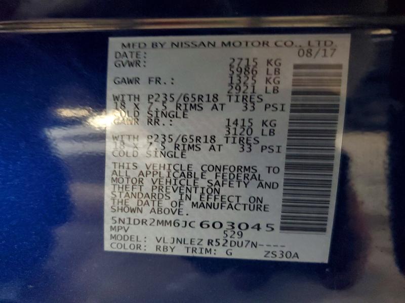 Aukcja sprzedaży 2018 Nissan Pathfinder, vin: 5N1DR2MM6JC603045, numer aukcji: 68146356