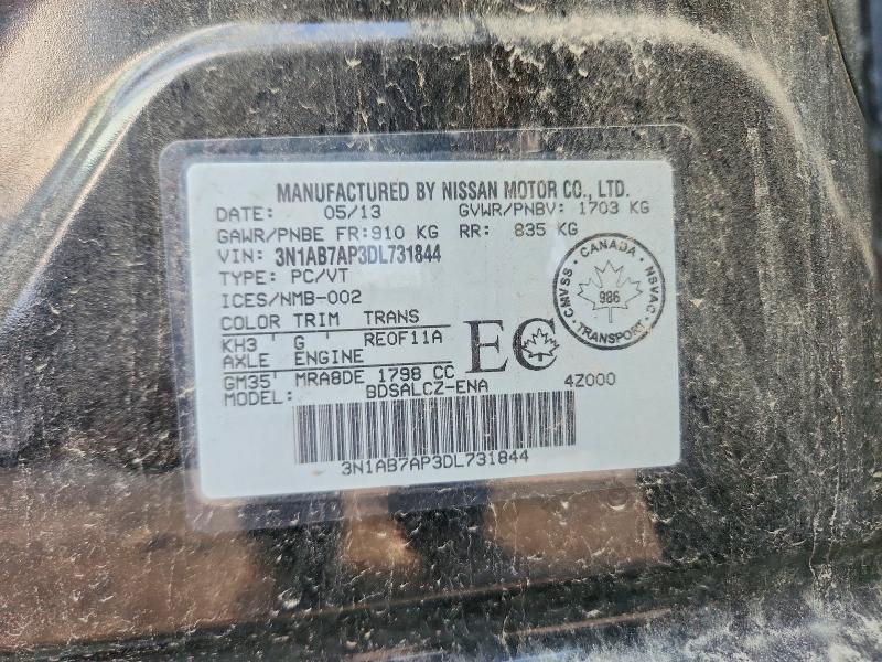 69739486 :رقم المزاد ، 3N1AB7AP3DL731844 vin ، 2013 Nissan Sentra مزاد بيع