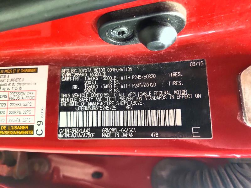 Продажа на аукционе авто 2015 Toyota 4runner, vin: JTEBU5JR8F5245725, номер лота: 69797486