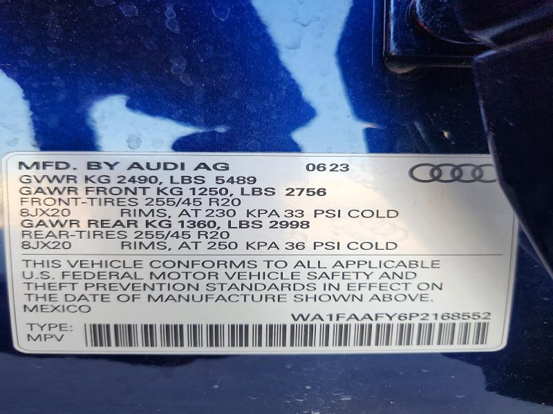 67254436 :رقم المزاد ، WA1FAAFY6P2168552 vin ، 2023 Audi Q5 مزاد بيع