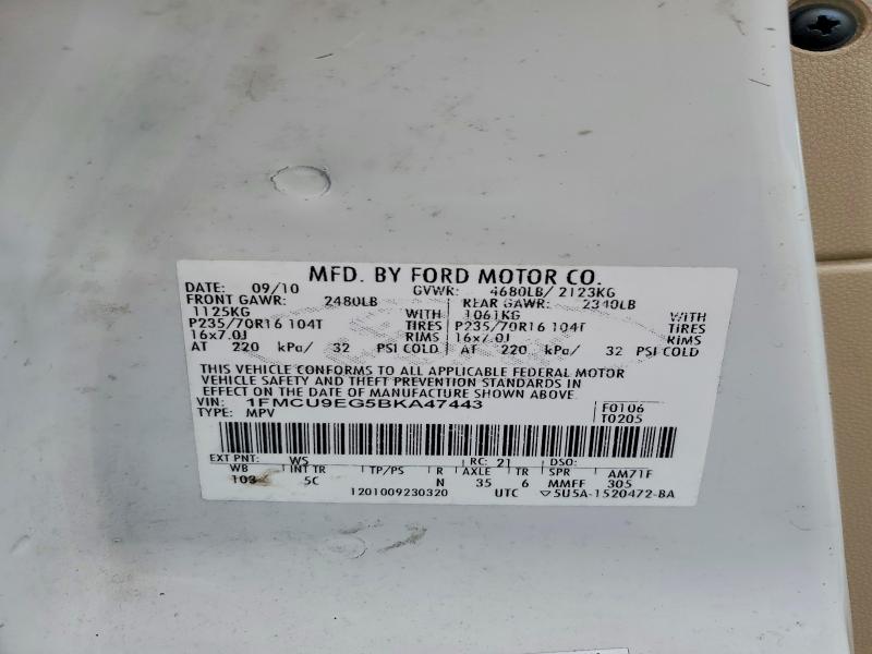70242396 :رقم المزاد ، 1FMCU9EG5BKA47443 vin ، 2011 Ford Escape مزاد بيع