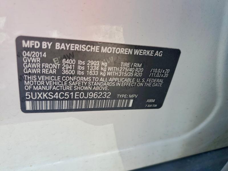68141356 :رقم المزاد ، 5UXKS4C51E0J96232 vin ، 2014 Bmw X5 مزاد بيع