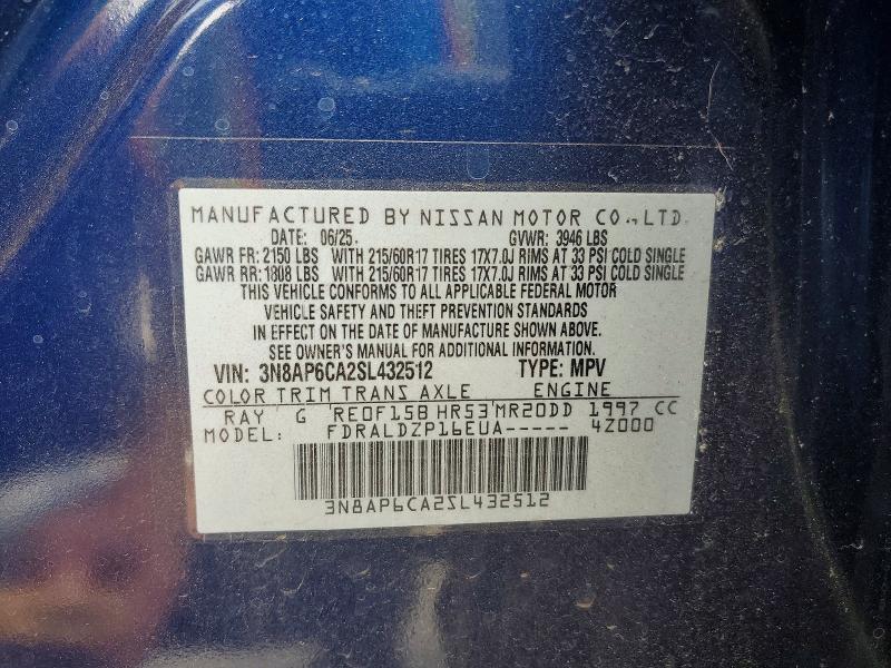 2025 Nissan Kicks მანქანა იყიდება აუქციონზე, vin: 3N8AP6CA2SL432512, აუქციონის ნომერი: 68391516