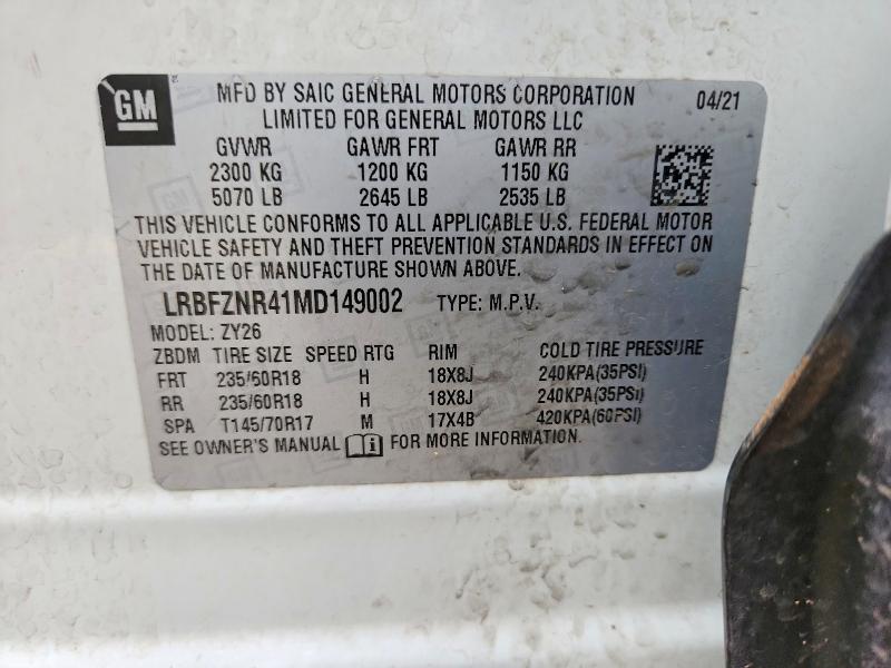 Aukcja sprzedaży 2021 Buick Envision, vin: LRBFZNR41MD149002, numer aukcji: 68692596